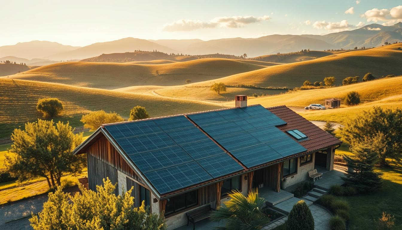 paneles solares en casa de campo