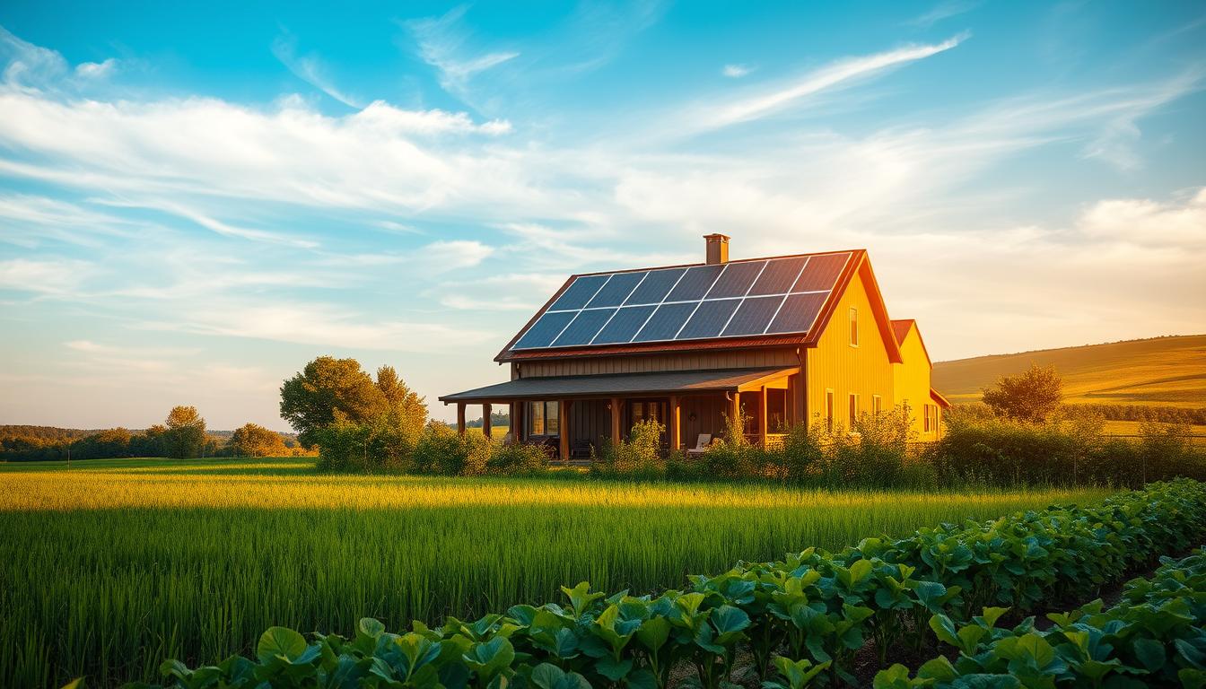 paneles solares en casa de campo